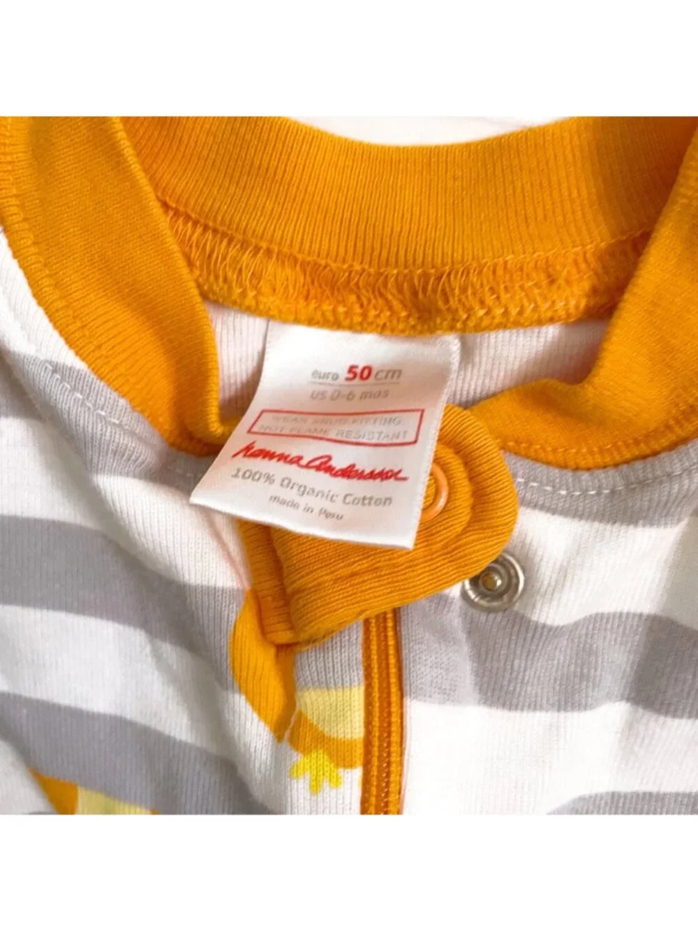 Hanna Andersson Orange Owl Sleeper Pajamas, Size 0-6 Months